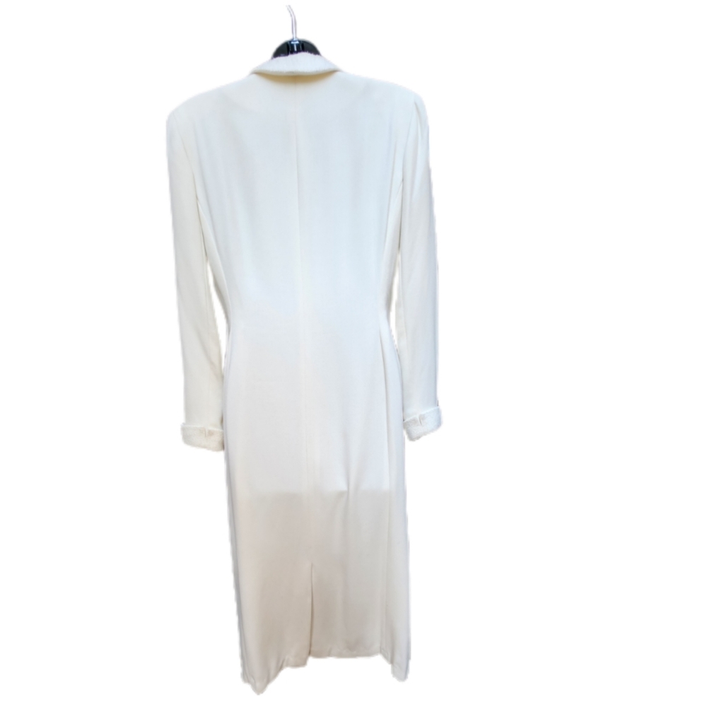 VINTAGE KASPER A.S.L PETITE DRESS OFF WHITE COAT DRESS SIZE 4P - Picture 3 of 4